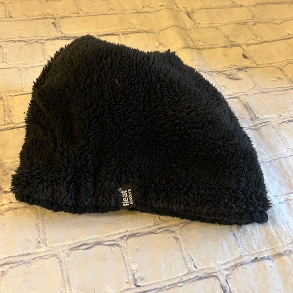 HEAT HOLDERS WOMENS BLACK CABLE KNIT YARN & PLUSH FUR LIKE LINING HAT& GLOVES - Picture 4 of 7